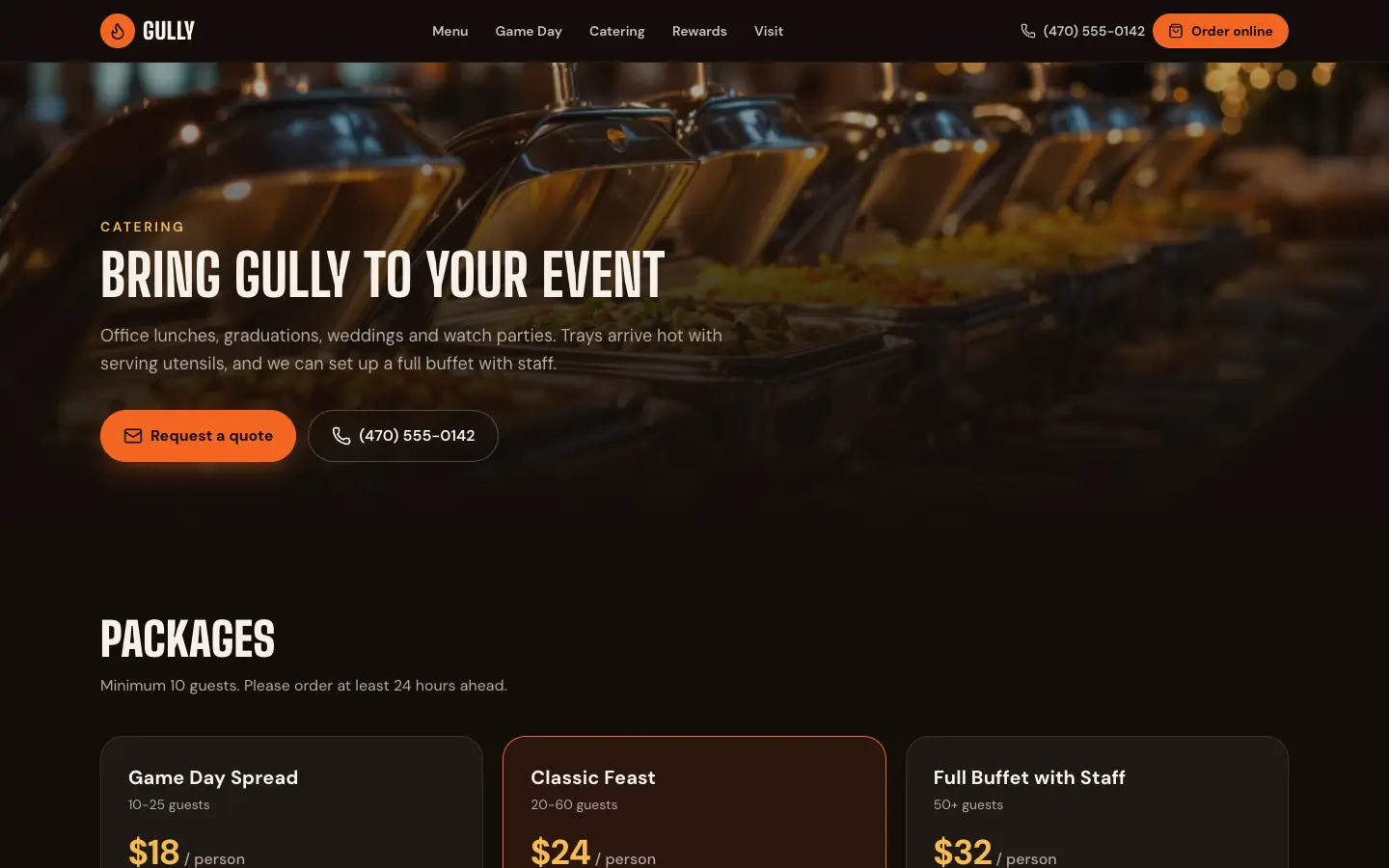 A catering page